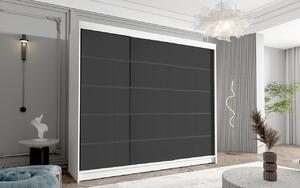 Třídveřová šatní skříň NICA - šířka 250 cm, bílá / černá