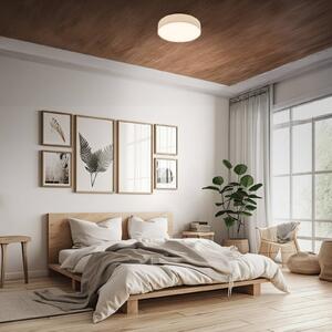Briloner LED stropní svítidlo Duck, béžové, Ø 38 cm, textil, 3000 K, Krémová / jantar, Obývací pokoj / jídelna, Textil / tkanina / hedvábí, Skandinávský