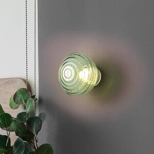 Reality Leuchten LED nástěnné světlo Earl, mosaz/zelená, sklo, Ø 15,5 cm, stmívatelný, Zelená, Obývací pokoj / jídelna, kov
