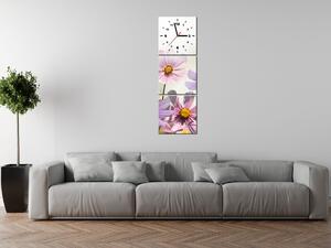 Obraz s hodinami Jemné květy - 3 dílný Rozměry: 80 x 40 cm