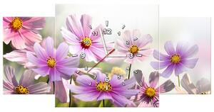 Obraz s hodinami Jemné květy - 3 dílný Rozměry: 30 x 90 cm
