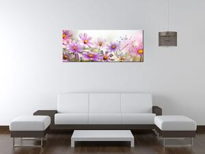 Obraz s hodinami Jemné květy Rozměry: 40 x 40 cm