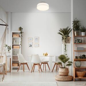 Briloner LED stropní svítidlo Duck, bílé, Ø 38 cm, textil, 3000 K, Bílá / opál, Obývací pokoj / jídelna, Textil / tkanina / hedvábí, Skandinávský
