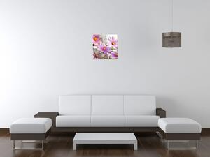 Obraz s hodinami Jemné květy Rozměry: 30 x 30 cm