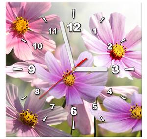 Obraz s hodinami Jemné květy Rozměry: 40 x 40 cm
