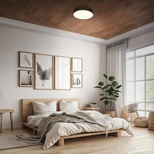 Briloner LED stropní svítidlo Duck, černé, Ø 38 cm, textil, 3000 K, Černá, Obývací pokoj / jídelna, Textil / tkanina / hedvábí, Skandinávský