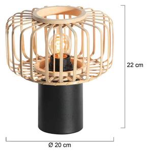Steinhauer Stolní lampa Bloeba, černá/přírodní, kov, dřevo, E27, Světlé dřevo, Obývací pokoj / jídelna, Dřevo, Skandinávský