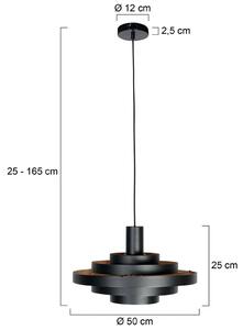 Steinhauer Závěsné světlo Halo Cirque, černé, kov, Ø 50 cm, E27, stmívatelný, Černá, Obývací pokoj / jídelna, kov, Moderní
