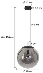Steinhauer Závěsné světlo Bollique, černé, Ø 40 cm, sklo, 1-žárovkové, koule, stmívatelný, Hliník / šedá / zinek, Obývací pokoj / jídelna, kov, Koule