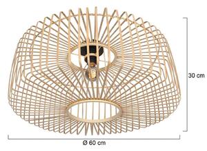 Steinhauer Stropní světlo Bloeba, Ø 60 cm, dřevo, přírodní, E27, stmívatelný, Světlé dřevo, Obývací pokoj / jídelna, Dřevo, Skandinávský