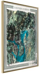 Artgeist Raised Relief Map: Eastern Norway Velikosti (šířkaxvýška): 20x30, Finální vzhled: Černý rám s paspartou