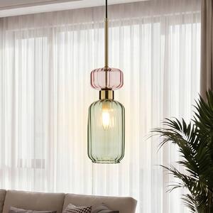 Milagro Lighting Závěsné světlo Molly, zelené/zlaté, 1 žárovka, sklo, Ø 12 cm, stmívatelný, Zelená, Obývací pokoj / jídelna, Sklo, Moderní