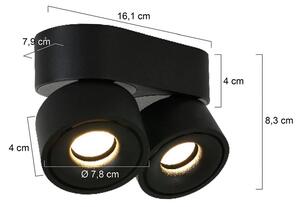 Steinhauer LED stropní bodové světlo Fez, černé, 2-bodové, kovové, otočné, stmívatelný, Černá, Obývací pokoj / jídelna, kov, Moderní