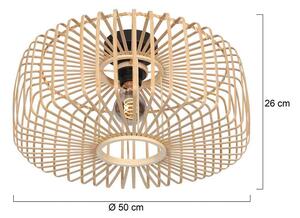 Steinhauer Stropní světlo Bloeba, Ø 50 cm, dřevo, přírodní, E27, stmívatelný, Světlé dřevo, Obývací pokoj / jídelna, Dřevo, Skandinávský