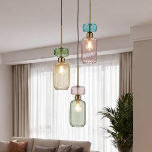 Milagro Lighting Závěsné světlo Molly, vícebarevné/zlaté, 3 žárovky, sklo, Ø 38 cm, stmívatelný, Vícebarevná, Obývací pokoj / jídelna, Sklo, Moderní