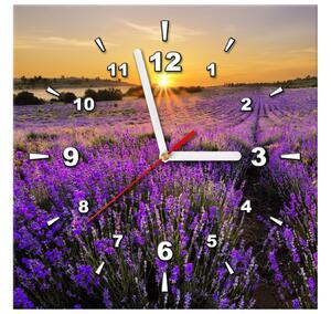 Obraz s hodinami Levandulové pole Rozměry: 30 x 30 cm