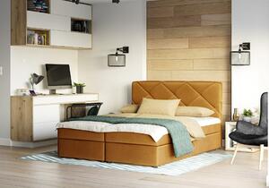 Manželská postel s úložným prostorem KATRIN - 200x200, hořčicová
