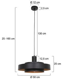 Steinhauer Závěsné světlo Flinter, dřevěný dekor, kov, Ø 50 cm, E27, stmívatelný, Tmavé dřevo, Obývací pokoj / jídelna, kov, Moderní
