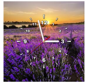 Obraz s hodinami Levandulové pole Rozměry: 60 x 40 cm