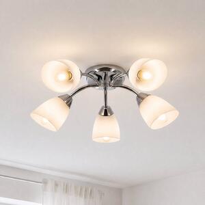 Milagro Lighting Stropní světlo Portos, 5 žárovek, bílé/chromové, kov, Ø 54 cm, stmívatelný, Chrom / stříbro, Obývací pokoj / jídelna, kov