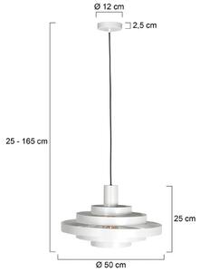 Steinhauer Závěsné světlo Halo Cirque, bílé, kov, Ø 50 cm, E27, stmívatelný, Bílá / opál, Obývací pokoj / jídelna, kov, Moderní