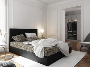 Boxspringová postel s úložným prostorem LUDMILA - 120x200, béžová / černá