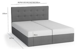 Boxspringová postel s úložným prostorem LUDMILA COMFORT - 200x200, šedá / béžová