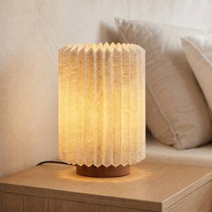 Lindby Stolní lampa Maveo, výška 30 cm, ořech/plátno, E27, Hliník / šedá / zinek, Obývací pokoj / jídelna, Textil / tkanina / hedvábí, Skandinávský