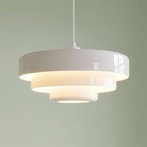 Lindby Závěsné světlo Tivra, bílé, Ø 35 cm, kov, E27, stmívatelný, Bílá / opál, Obývací pokoj / jídelna, kov, Design