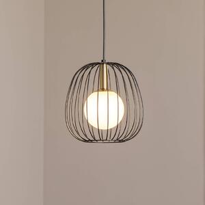 SIGMA Závěsné světlo Bell S, Ø 24 cm, 1 žárovka, černá/zlatá/bílá, stmívatelný, Černá, Obývací pokoj / jídelna, kov, Moderní