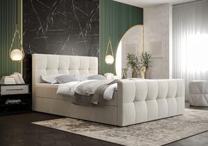 Boxspringová postel s úložným prostorem ELIONE COMFORT - 140x200, béžová
