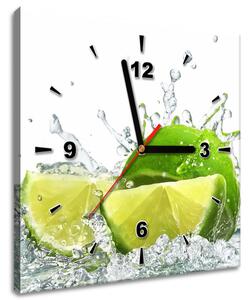 Obraz s hodinami Zelená limetka Rozměry: 60 x 40 cm