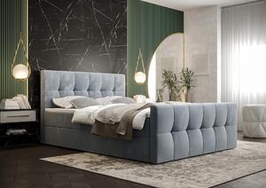 Boxspringová postel s úložným prostorem ELIONE - 120x200, modrá