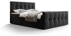 Boxspringová postel s úložným prostorem ELIONE - 200x200, světlá grafitová