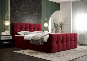 Boxspringová postel s úložným prostorem ELIONE COMFORT - 140x200, červená