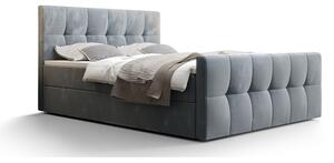 Boxspringová postel s úložným prostorem ELIONE - 200x200, modrá