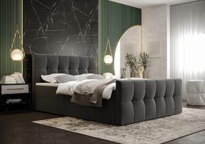 Boxspringová postel s úložným prostorem ELIONE COMFORT - 180x200, popelavá