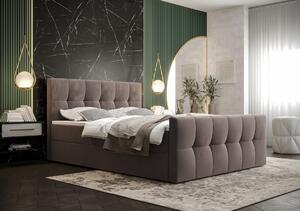 Boxspringová postel s úložným prostorem ELIONE COMFORT - 160x200, mléčná čokoláda