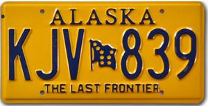 Americká SPZ Alaska Last Frontier KJV 839