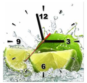 Obraz s hodinami Zelená limetka Rozměry: 30 x 30 cm