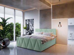 Boxspringová manželská postel VASILISA COMFORT 3 - 160x200, světle zelená