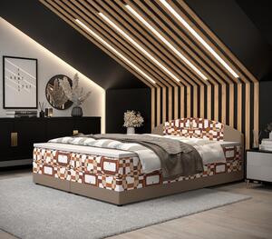 Boxspringová postel s úložným prostorem LIZANA COMFORT - 180x200, vzor 1 / béžová