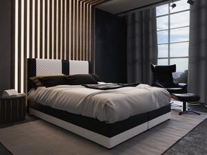Boxspringová postel s úložným prostorem PIERROT COMFORT - 140x200, bílá / černá