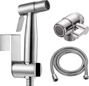 Ruční sprcha pro bidet s přívodem teplé vody, vyrobená z nerezové oceli, určená pro použití u toalety