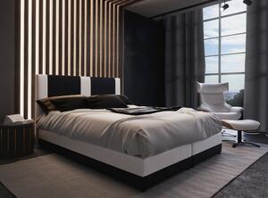 Boxspringová postel s úložným prostorem PIERROT COMFORT - 140x200, černá / bílá