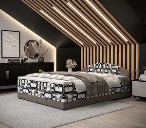 Boxspringová postel s úložným prostorem LIZANA COMFORT - 160x200, vzor 3 / béžová