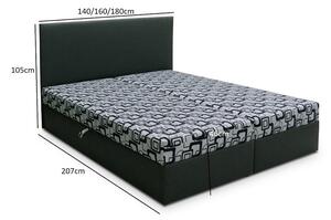Boxspringová postel s úložným prostorem DANIELA COMFORT - 180x200, černá / šedá