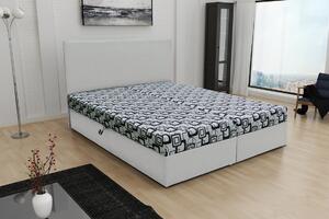 Boxspringová postel s úložným prostorem DANIELA COMFORT - 140x200, bílá / šedá