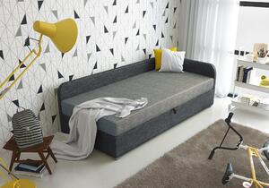 Jednolůžková čalouněná postel VALESKA - 100x200, pravá, světle šedá / šedá