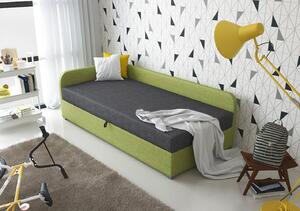 Jednolůžková čalouněná postel VALESKA COMFORT - 90x200, levá, šedá / zelená